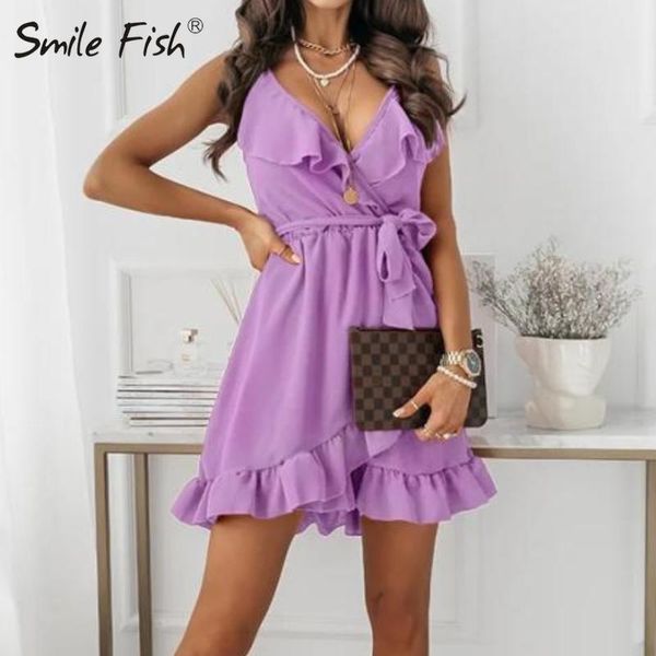

casual dresses ruffles summer women dress v-neck mini beach holiday sleeveless ruffle purple sundress g2668, Black;gray