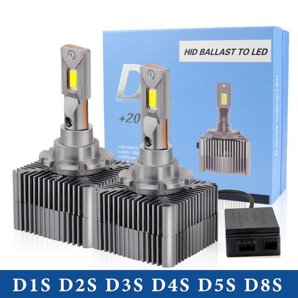 

car headlights 1set/2pc 20000lm canbus light d1s d2s d3s d4s d8s d5s led d1r d2r d3r d4r headllamp 90w 12v 6000k bulb waterproof