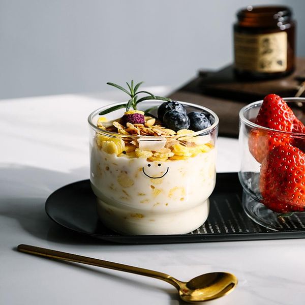 

wine glasses glass cup borosilicate cute smile heart print heat resistance tumbler stackable handy cups for milk dessert coffee yogurt 300ml