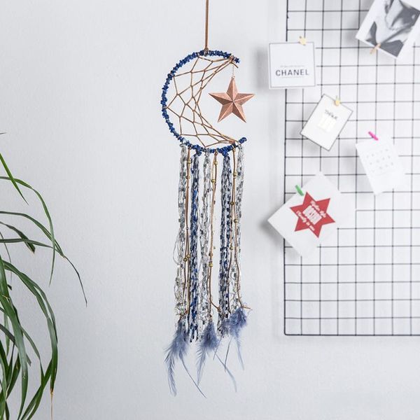 

decorative objects & figurines boho five-pointed star dream catcher hand woven tapestry moon net pendant room wall hanging decoration home d