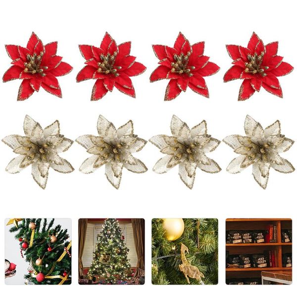 

decorative flowers & wreaths 24pcs christmas glitter artificial wreath