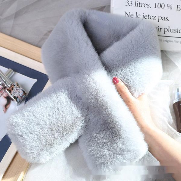 

scarves hair wool mink female winter korean version versatile imitation rex cross scarf neck cover thickened warm bib, Blue;gray