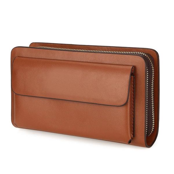

wallets men's genuine leather wallet mobile phone bag male business clutches two zipper clutch fashion card holder, Red;black