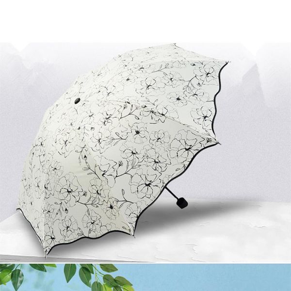 

umbrellas folding umbrella flower uv protection sun three-folding for women