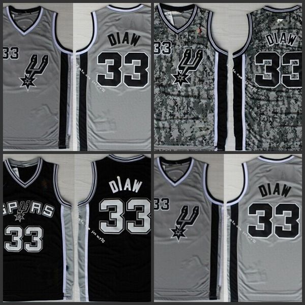 

san antonio spurs men #33 boris diaw green retro basketball jersey, Black