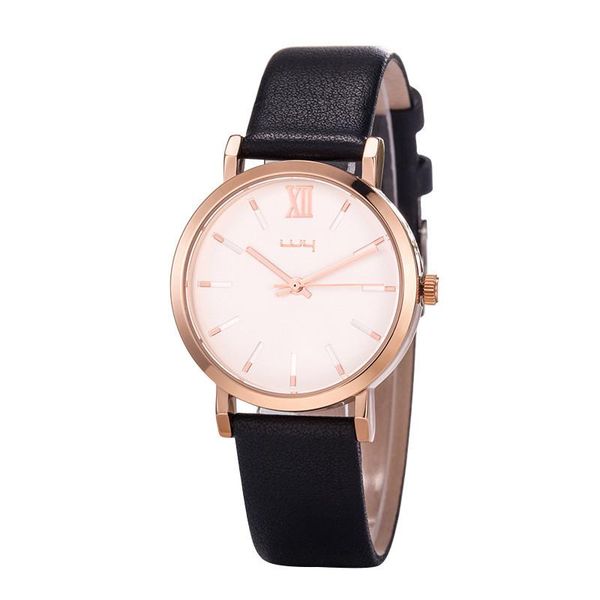 

colors leather watch women fashion men's quartz simple casual waterproof for woman wristwatches, Slivery;brown