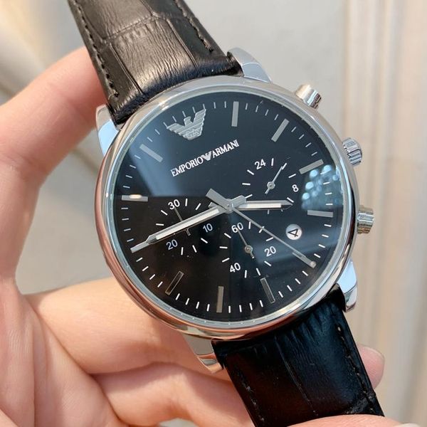 

wristwatches mens watches stainless steel quartz leather band, Slivery;brown