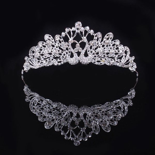 Headpieces luxo prata pavão cristais coroas de casamento brilhando nupcial tiaras strass cabeça peças acessórios para o cabelo