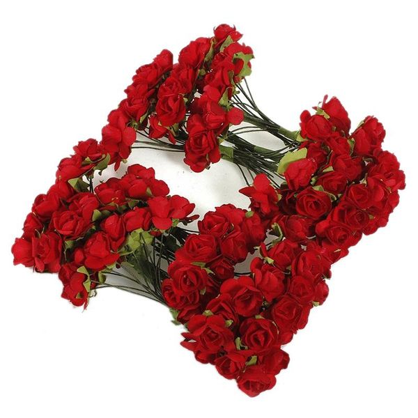 

decorative flowers & wreaths 144 x artificial paper red rose flower wedding craft decor