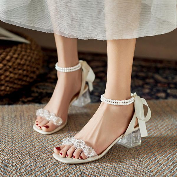 

sandals plastic sandal 2021 summer sale of women's shoes clear heels suit female beige med transparent comfort pearl lace up black b