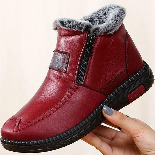 

boots women's cotton winter waterproof fur warm cloth shoes plus velvet padded mother's non-slip snow, Black