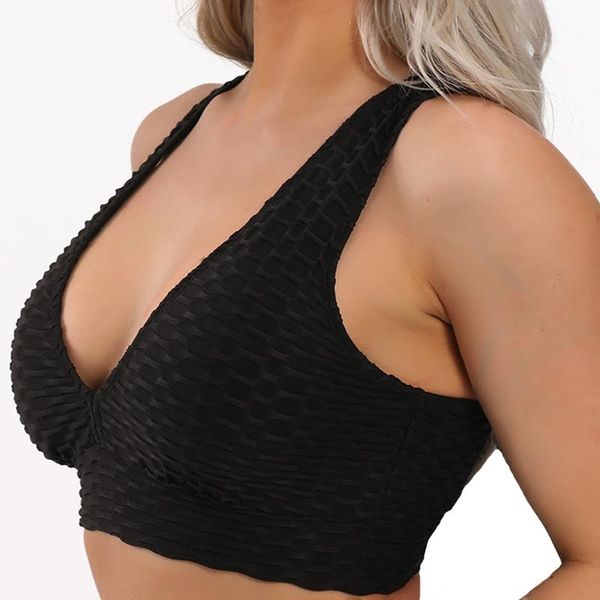 

women bras solid hollow out push up polyester underwear fitness padded workout full cup bra female yoga outfit