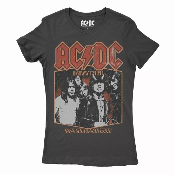 

ac/dc european tour 79 t-shirt woman, White;black