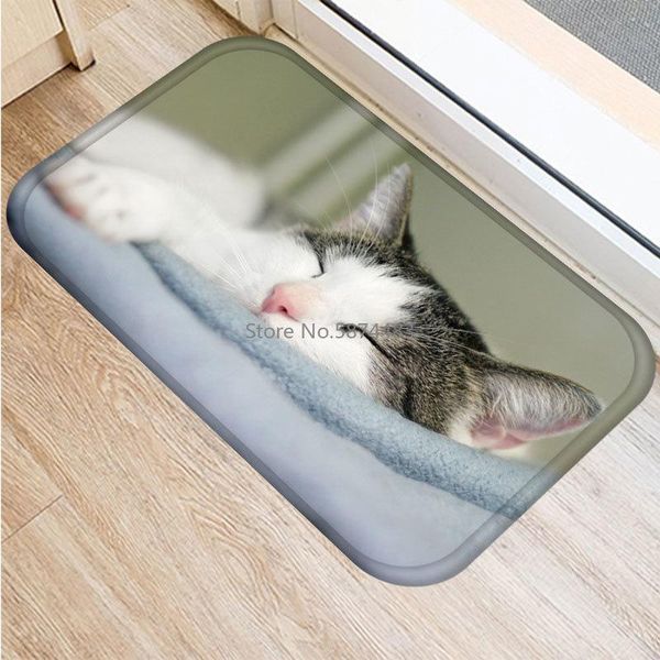 

cushion/decorative pillow cute cat pattern floor mat anti-slip suede carpet doormat indoor kitchen bathroom living room door rug