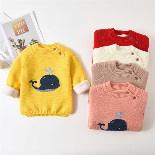 

winter baby plus velvet sweaters boys thicken warm pullover clothes toddler knit sweater coats 0-6 years children wool knitwear y1024, Blue