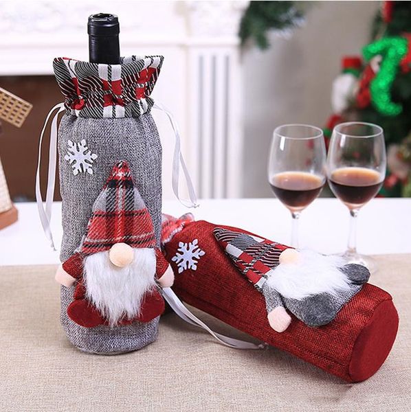 

christmas red wine bottle cover bag gift red new year decoration for new year home christmas party supplier