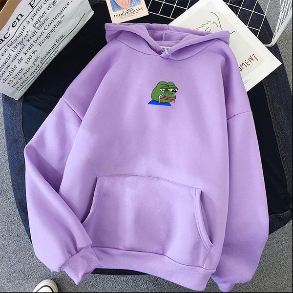

sad women tearing frog print hoodies hooded harajuku hip hop hoodie male japanese streetwear sudadera, Black