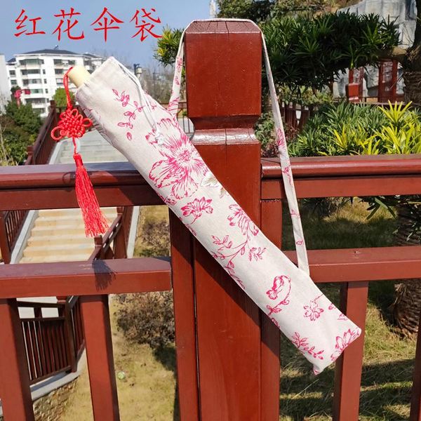 

umbrellas blue and white cloth set oil paper craft umbrella bag storage long strip tube type calligraphy