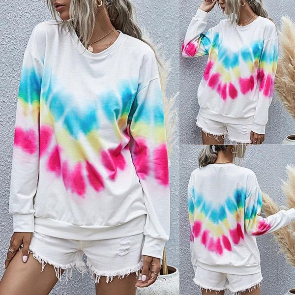 

women's hoodies & sweatshirts o neck tie dye sweatshirt women long sleeve harajuku casual autumn hoody pullovers loose, Black