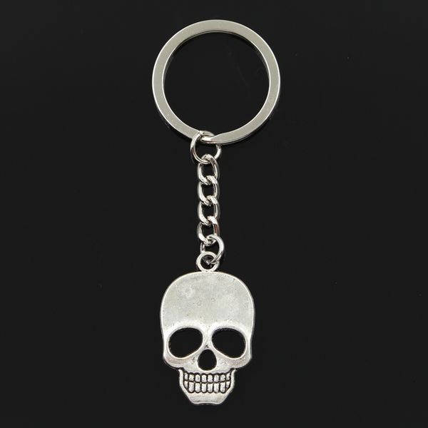 

fashion 3cm key ring metal key chain keychain jewelry antique bronze silver color plated skeleton skull 35x22mm pendant