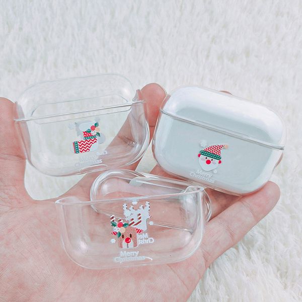 

transparent christmas design case for airpods pro soft silicone flexible cases cover cute shockproof earphone protecter silicon earbuds funn