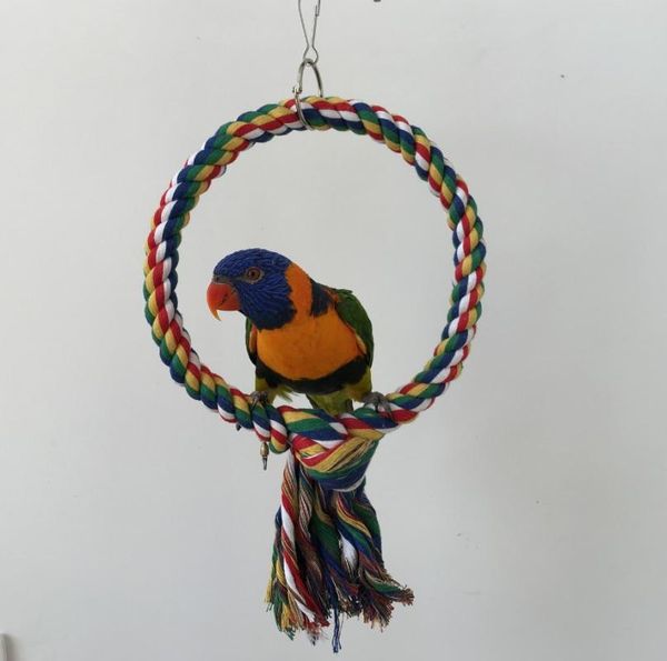 

other bird supplies pet birds hanging toys resistant parrots chewing cotton rope round ring climbing swing toy