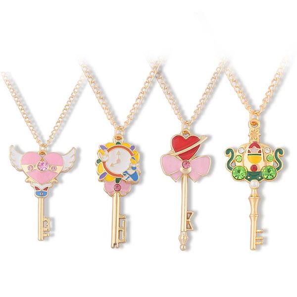 

chains anime sailor moon necklace cartoon metal cosplay cute lollipop cane simple to send children couples gift, Silver