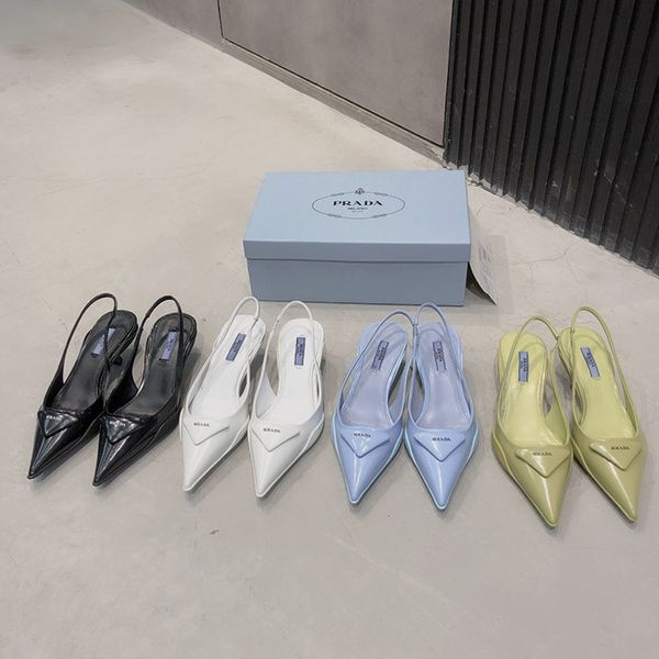 

leather sandals women's p pointed cat heel shoes, Black