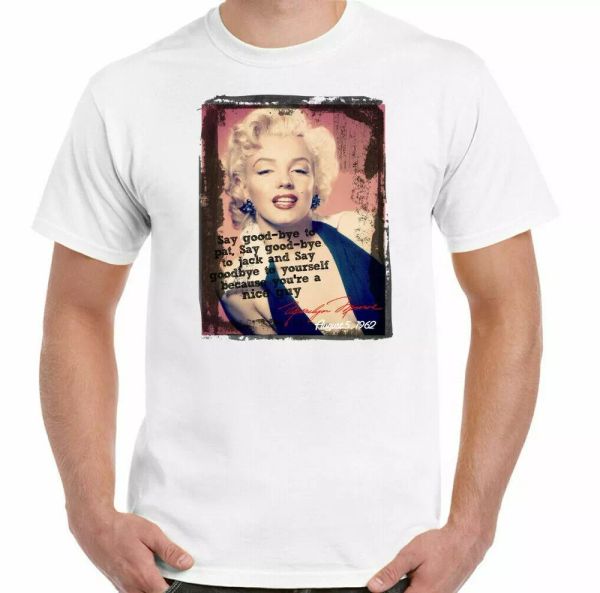 

marilyn monroe t-shirt sentence man 60's 70's fashion, White;black