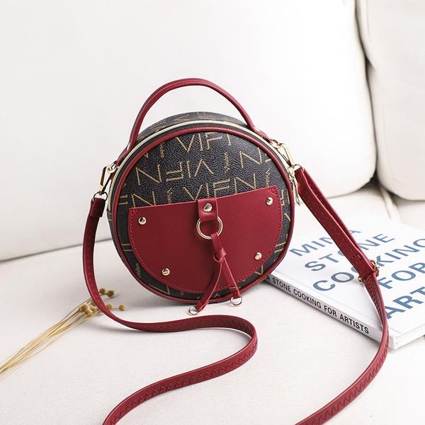 

duffel bags ladies 2021 printed bundles contrasting color hanging silk small round bag fashion leisure mobile phone gift
