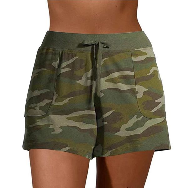 

women's shorts summer fashion pants camouflage casual sports lace-up high waist straight bottoms ladies plus size, White;black