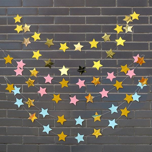 

party decoration 1pc stars bunting banner 2m length star shape string chain hanging garland birthday wedding favor decorations diy supplies