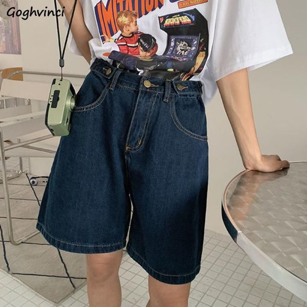 

women's shorts women high waisted denim loose straight solid streetwear female korean trendy all-match vintage retro summer casual chic, White;black