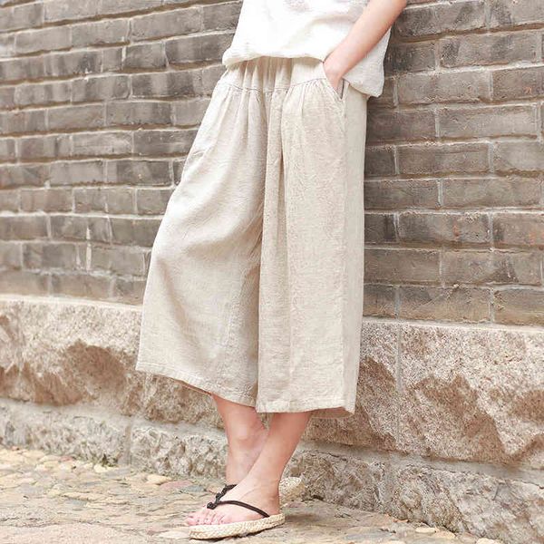 

capris will see casual solid-colored ladies calf length flax pants plied with women's clothes, yjky578, Black;white