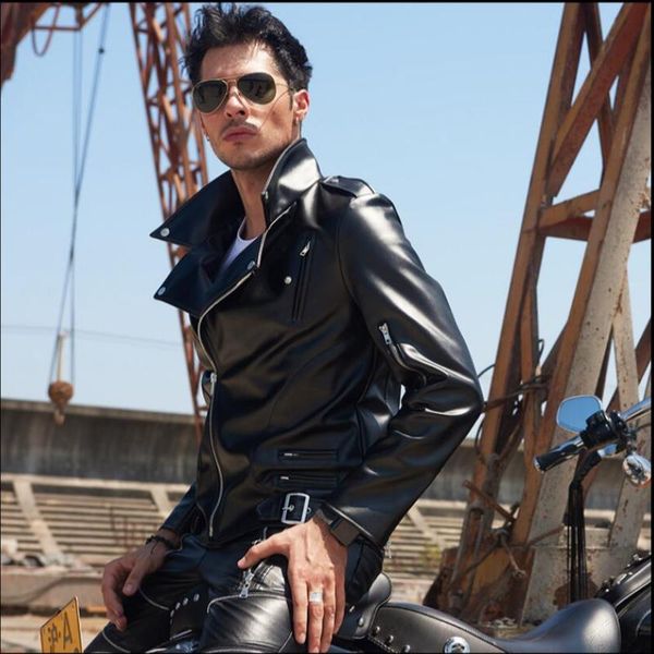 

men's fur & faux s-4xl 2021 men pu leather clothing korean slim casual fashion youth oblique zipper jacket handsome motorcycle, Black