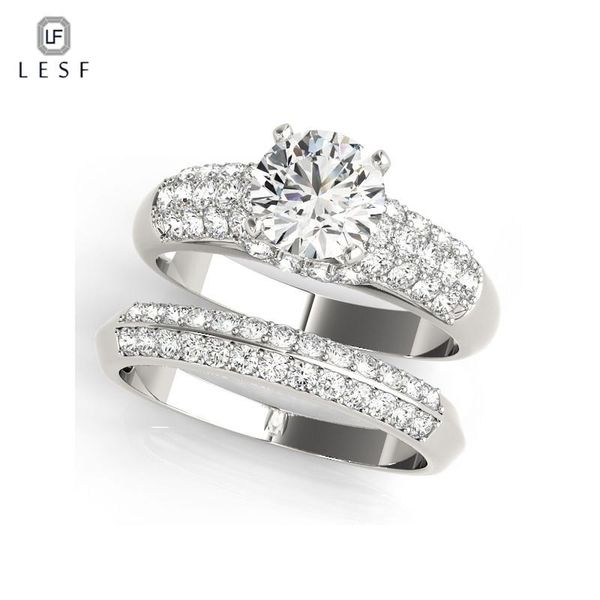 

cluster rings 925 silver wedding bands ring 1ct sona simulated diamond anniversary jewelry for women enqaqement lesf promotion, Golden;silver