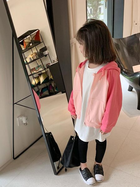 

jackets outerwear coat jacket hooded zipper solid regular cotton foreign style fashion simple cute cool spring autumn girls, Blue;gray