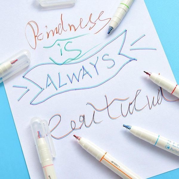 

gel pens creative double line water ink red blue color tip art marked pen drawing liner scrapbooking 0.5mm stationery office school