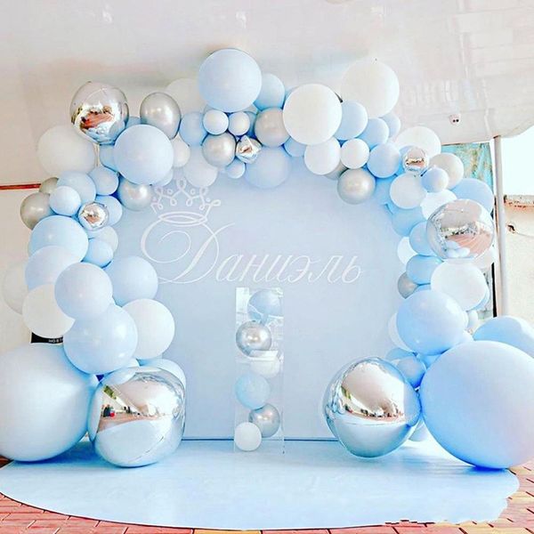 Blauer silberner Macaron-Metallballon-Girlandenbogen „Happy Birthday“, Party-Dekoration für Kinder, Hochzeit, Geburtstag, Ballon, Babyparty, Junge, Mädchen, 716 B3