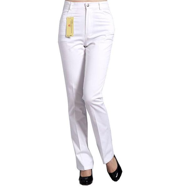 

spring summer autumn women pants 100% cotton plus size high waist casual straight for, Black;white