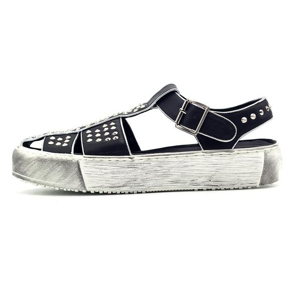 

fashion leather gladiator sandals women summer ladies dress shoes woman beach round platform, Black