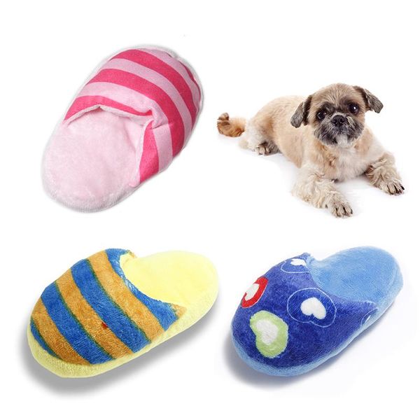 

cat toys 3pcs pet dog puppy cute soft plush slipper shape squeaky bite-resistant scratch chew toy dogs cats supplies