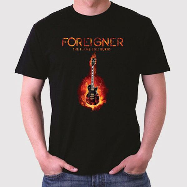 

Foreigner The Flame Still Burns Logo Men's Black T-Shirt Size S to 3XL, White;black