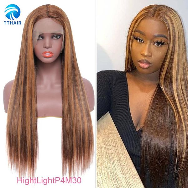 

lace wigs human hair highlight wig brown colored hair13x4 13x6x1 ombre straight front, Black;brown