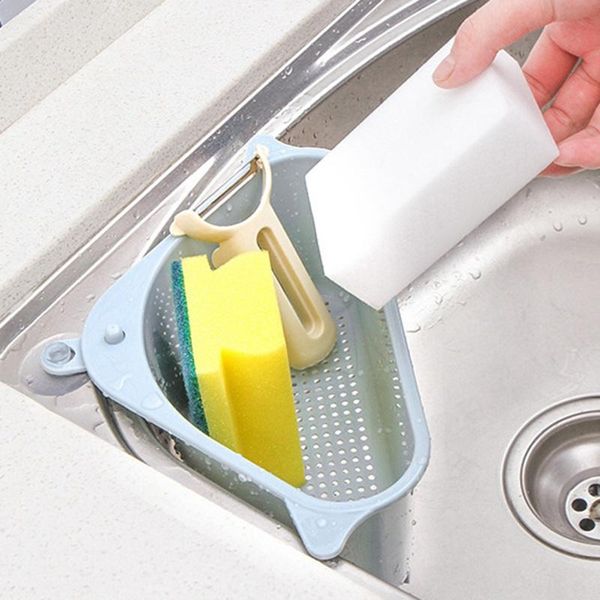 

sink drain rack kitchen vegetable sucker organizer box punch-tray storage filter basket 1pc triangle hangable & organization