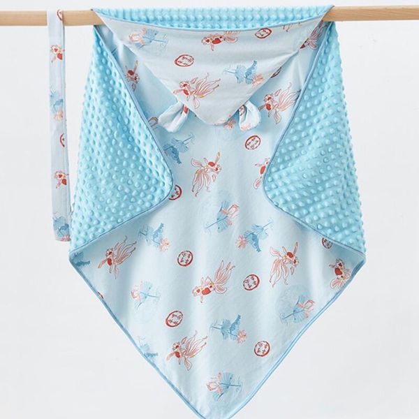 

blankets & swaddling 90x90cm kids hooded bath towel cape blanket brushed cotton cloak baby sleeping poncho raised velvet wrap