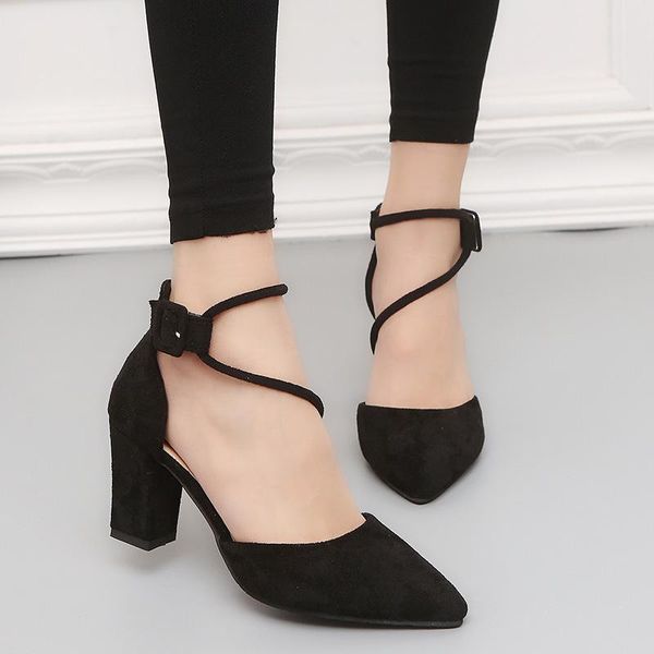 

dress shoes 2021 women pumps fashion party wedding super square high heel pointed toe red wine ladies, Black