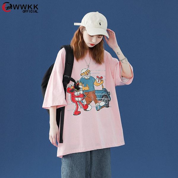 

kawaii cartoon printing t shirt men short sleeve tshirt oversized korean casual loose t-shirts harajuku men's, White;black
