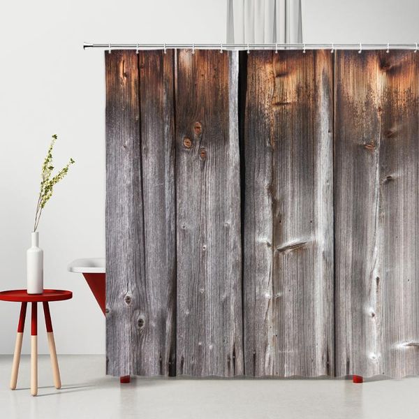 

shower curtains wood board stripe curtain retro wooden grain printed modern bathroom decor home supplies washable fabric bath