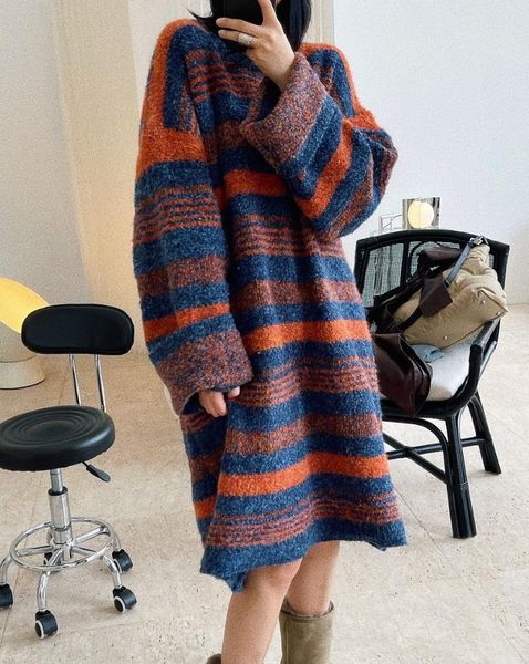 

casual dresses woman warm winter wool oversized dress, Black;gray